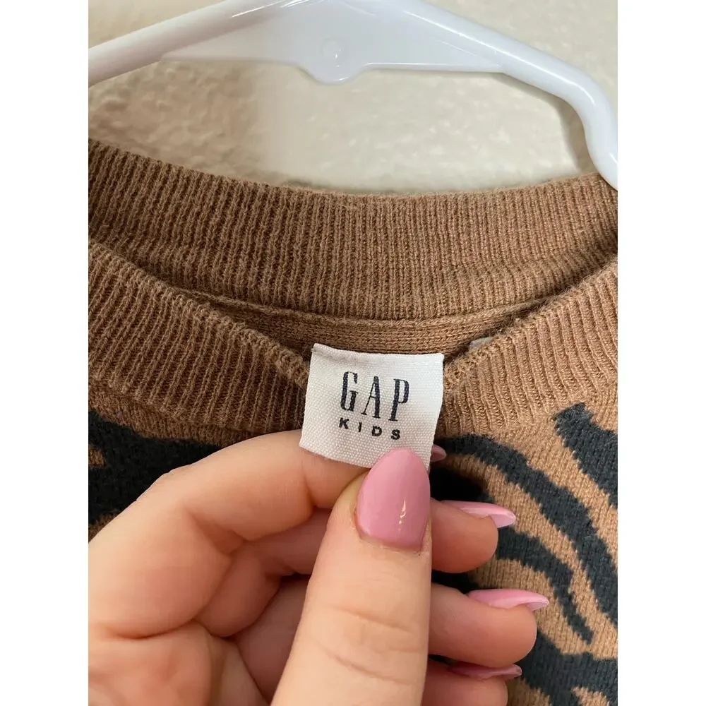 GAP Kid’s Brown Novelty Slouch Zebra Print Sweatshirt Size Small
